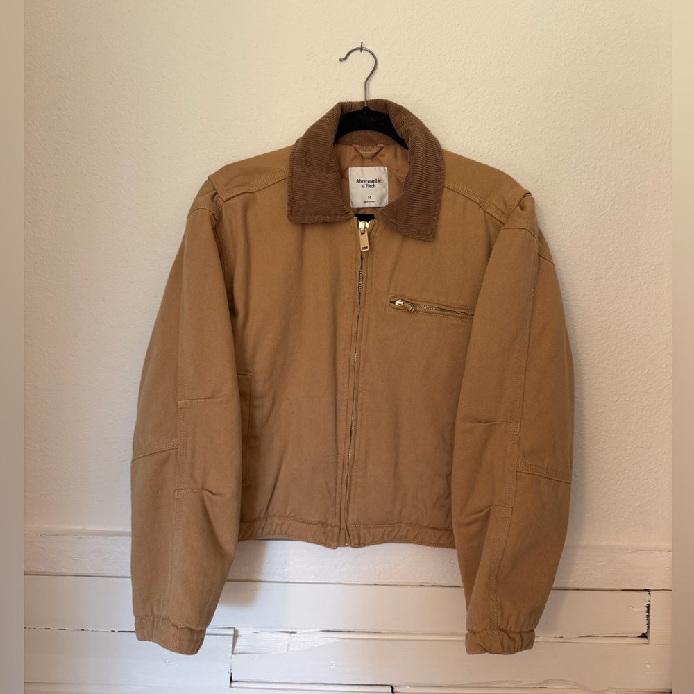 Abercrombie & Fitch Cropped Twill Workwear Jacket | Brown